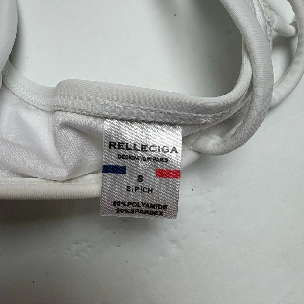 RELLECIGA White Multi-Strap Padded Bikini Top Twist Front Small Strappy Back - Picture 7 of 8